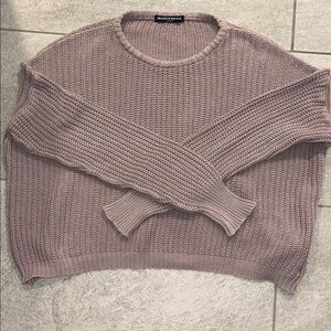 Brandy Melville Mauve 100% Cotton One Size Cropped Crew Neck Sweater